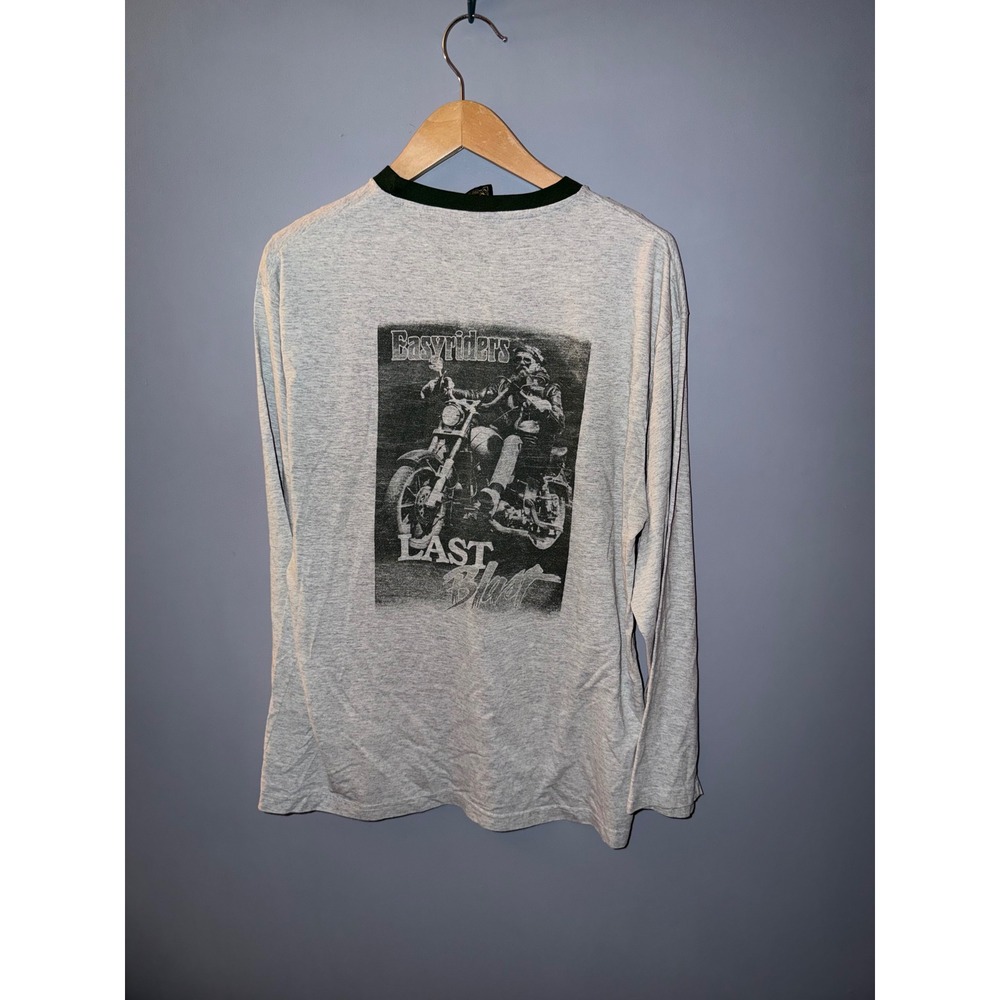 Easyriders Last Blast Long Sleeve Graphic T Shirt‎ Grey Ringer Tee Free Size